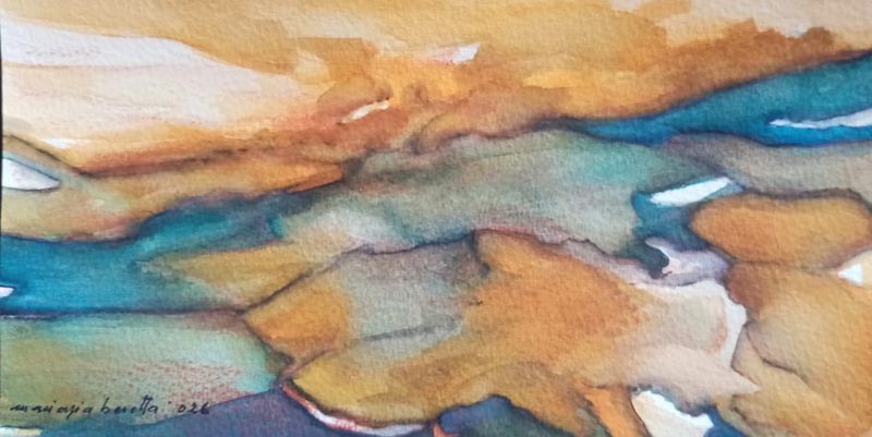Lo scorrere di una tempesta - 2026 - acquarello su carta - cm 12x33